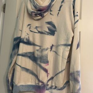 The Elder Statesman Blue and Cream Cowl Sweater